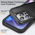 3 In 1 Full Cover Shockproof Phone Case With Stand For iPhone 15 Pro Thick Hard Phone Casing Contrasting Colors Fashion Phone Cover Shell.