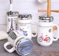 400ml Creative mug gift ceramic mirror cup with cover wonderful coffee cup. 