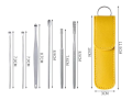 1set 6 PCS Ear Pick Set Portable Ear Cleaner Set Stainless Steel With Lather Case. 