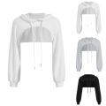【In-demand】 Loose Long Sleeve Cropped Hoodies Solid Casual Sweatshirt Women Streetwear Y2k Autumn Fashion Clothing Harajuku Top Hooded худи. 