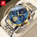 OLEVS Watch For Men Waterproof Original 2024 New Multifunctional Digital Calendar Dial Fashion Stainless Steel FlyWheel Chronograph Luminous Casual Men's Watch 2900. 