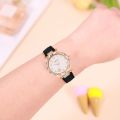 LooKeo Mall Ladies Dress Watch Set with 6PCS Fashion Jewelry - Black Leather Quartz Women's Watch with Necklace, Earrings, and Bracelet.