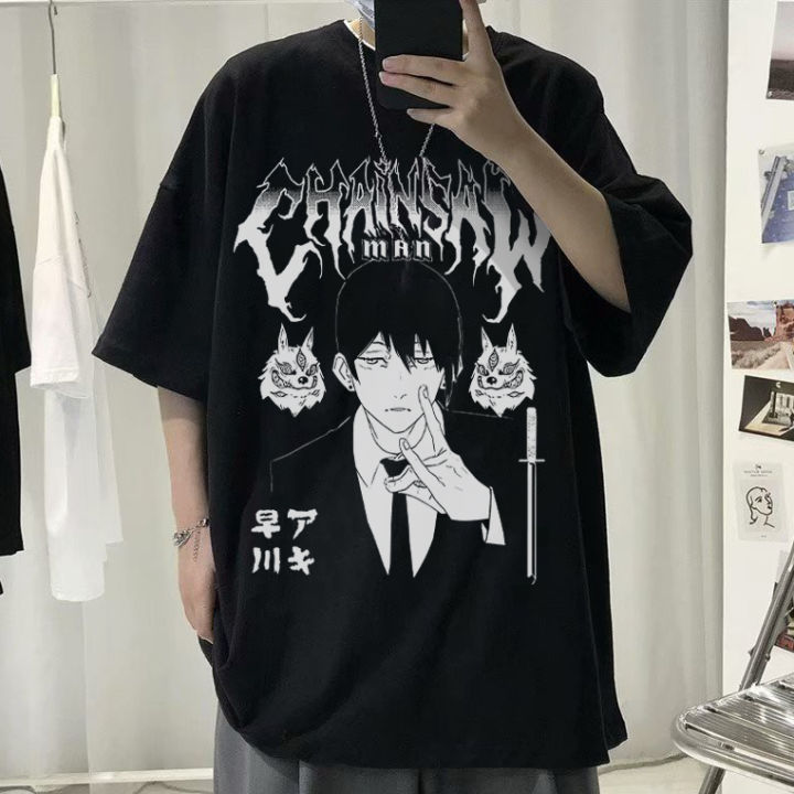 Chainsaw man T-shirt Oversized Drop shoulder Street wear  Banga Kun Shop Fashion Men Anime T-shirt