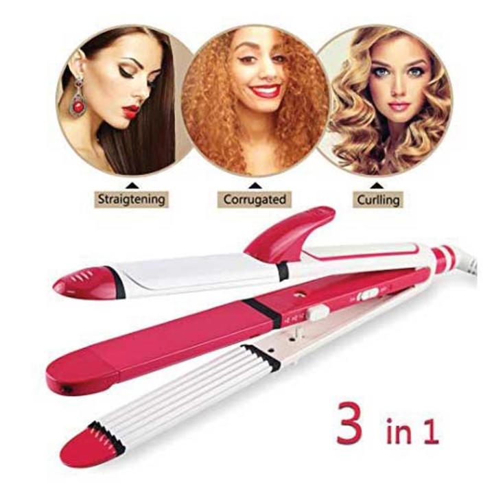 Kemei KM-1213 Professional Multifunction 3 In 1 Electric Ceramic Iron Wave Hair Curler Straighter