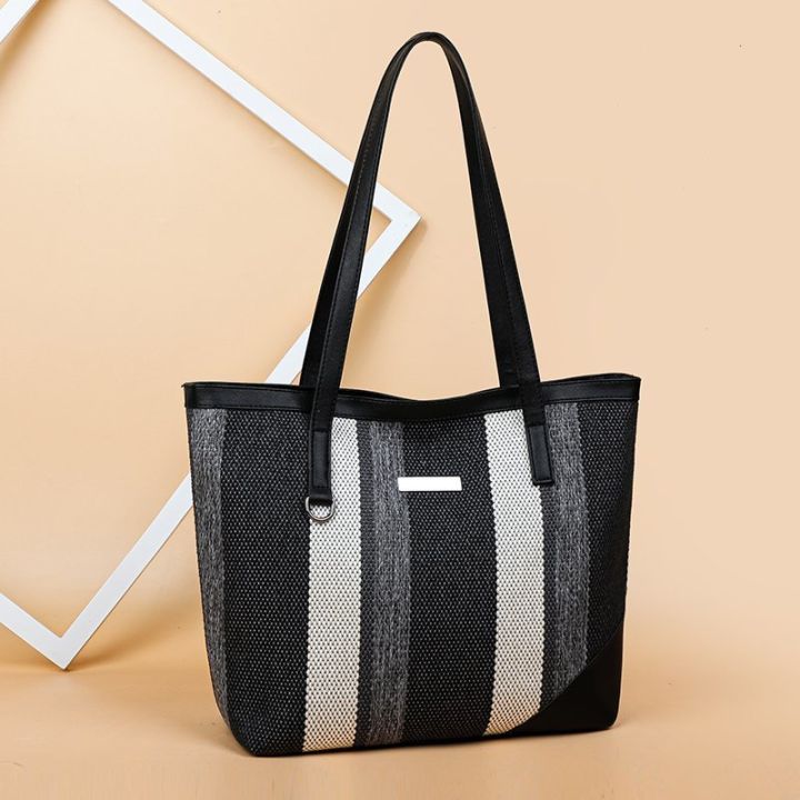 Handbag Bag Women's New Korean Oxford Cloth with Soft Leather