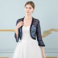 【Alien Alien】 2023 Black Pink Lace Bolero Femme Mariage Appliqued Wedding Coat Jacket Bridal Top Evening Jacket For Women.