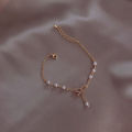 Sweet Korean Imitation Pearl Link Chain Bracelet For Women Girl Elegant Charm Crystal Bowknot Bow Jewelry Party Gifts.