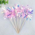 Wood Happy Birthday Cake Toppers Handmade DIY Shiny Cupcake Toppers Glitter 5Pcs Glitter Cake Decoration for Birthday celebrations Weddings Parties Cake decorating Gift giving.