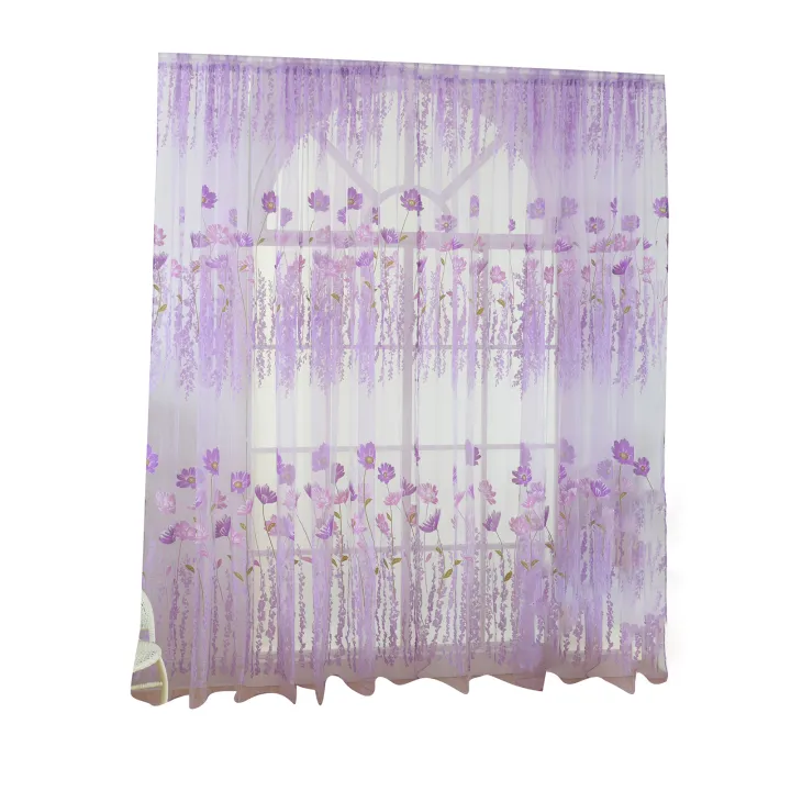 OIMG%20Fine%20Workmanship%20Window%20Treatment%20Wear%20Resistant%20Polyester%20Flower%20Pattern%20Rod%20Pocket%20Sheer%20Curtain%20Panel%20For%20Home%20-%20Image%202