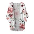 Women Flwoer Print Chiffon Cardigan Summer Loose Casual Cover Ups Sunscreen Outwear Blouse Tops Vinatge Long Sleeve T-Shirts.