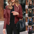 Women Loose Pu Leather Jacket Black Soft Faux Leather Jacket Street Moto Biker Tailored Coat Jacket Lady Casual Outerwear.