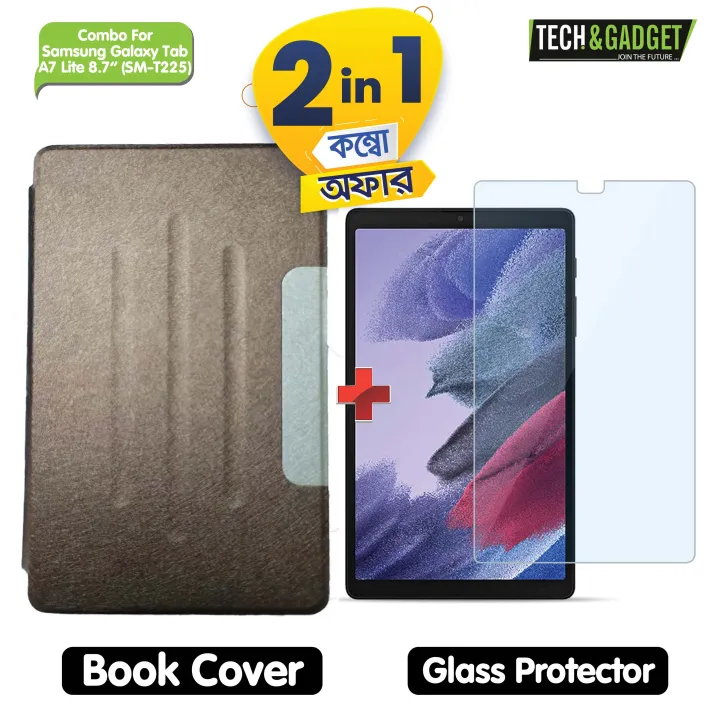 Samsung%20Galaxy%20Tab%20A7%20Lite%20(T225)%20Luxury%20Horizontal%20Flip%20Book%20Cover%20(Gold)%20+%20Tempered%20Glass%20Protector%20for%20Samsung%20Galaxy%20Tab%20A7%20Lite%20(T225)%20(2in%201%20Combo)%20-%20Image%202