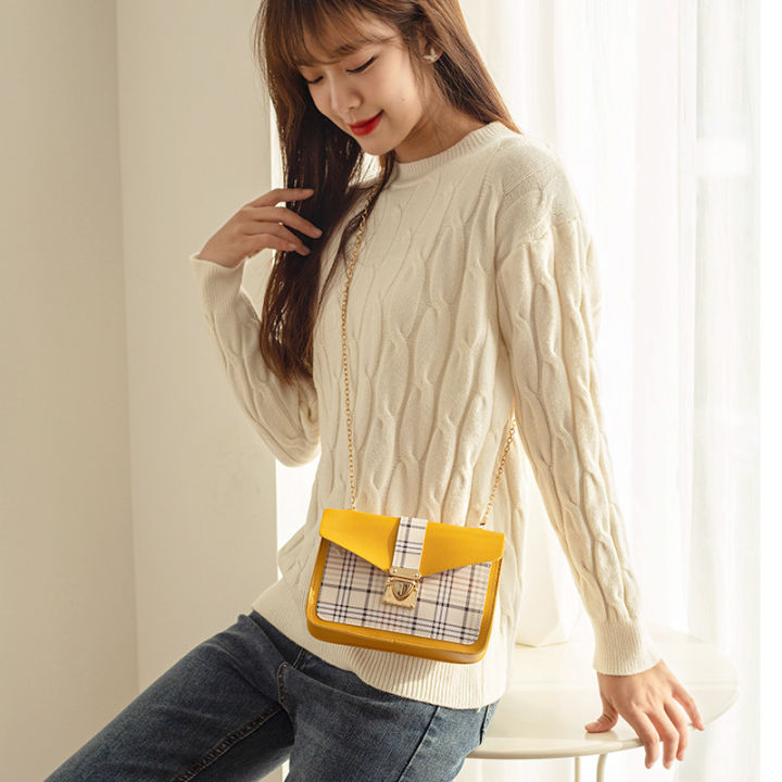 ZIME%20Spring%20and%20summer%20Korean%20version%20of%20the%20printed%20checkered%20color%20lock%20chain%20small%20square%20bag%20shoulder%20diagonal%20bag%20-%20Image%205