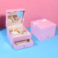 Durable Jewelry Storage Box Elegant Design High-grade Three Layers Jewelry Organizer Case Large Capacity Flannelette Flannelette Jewelry Box for Ladies Personal Use Fashion Accessory.