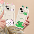 Sweet Cute Cartoon 3D Doll Cat Bear Frog Phone Case Compatible for IPhone 7Plus XR 13 15 11 14 12 Pro Max 8 6 7 6S Plus X XS MAX SE 2020 Lovely Animals Wavy Curved Edge Couples Soft Cover. 