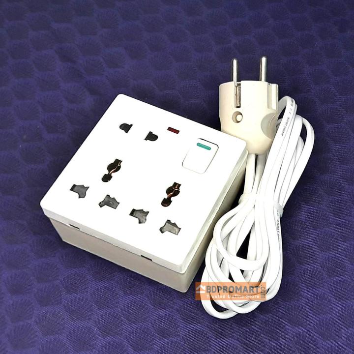 Handmade Multiplug 8 Pin / 3 Port (Heavy Duty + Long Lusting) With Universal Socket And 10 To 50 Fit 100% Copper Cable - Multi Plug