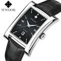 WWOOR Square Men Watch Waterproof Date Clock Luxury Quartz Sport Fashion Wrist Watch For Men Leather Strap Relogio Masculino 8017. 