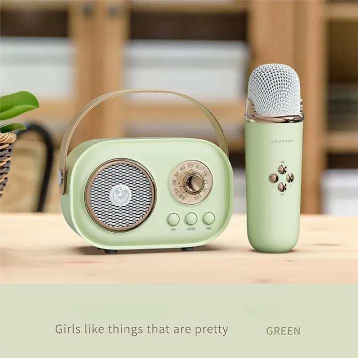 JOJOCAT%20Wireless%20Bluetooth%20Audio%20Portable%20Amplifier%20Home%20KTV%20Microphone%20Children'S%20Karaoke%20Small%20Microphone%20Speaker%20Green%20Durable%20Easy%20Install%20-%20Image%206