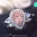 JZ075 Gold Plated Jewelry Loose Diamond Colored Diamond Pink Diamond Women's Ring Teardrop Shaped Micro Diamond Simulation Diamond Ring.