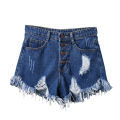 Summer Casual Summer Denim Women Shorts High Waist Fur-lined Leg-openings Plus Sizes S- Short Jeans. 