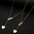 Dainty Non Tarnish Silver 18K Gold Plated Stainless Steel Women Charm Infinity Heart Pendant Necklace Jewelry. 