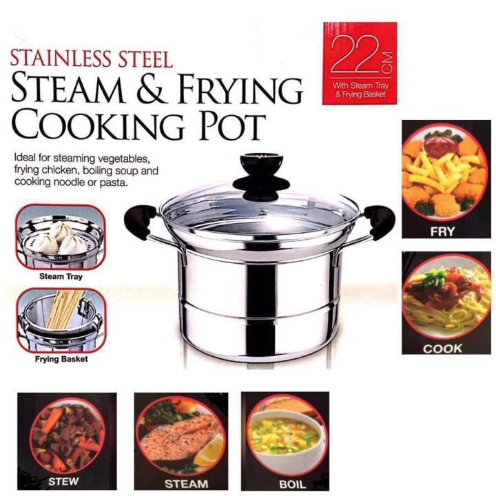 Steam & Frying Cooking Pot- 22Cm - Electric Chula | Daraz.com.bd