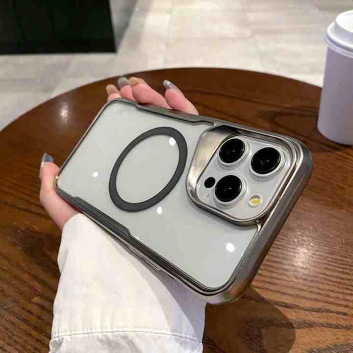 HODON Luxury Transparent Plating Magnetic Phone Cases For iPhone 15 14 13 12 11 Pro Max 15 Plus Magsafe Case Clear Wireless Charging Shockproof Back Cover
