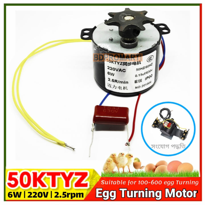 Egg Turning Motor AC Motor 220V CW/CCW 2.5rpm Mini Synchronous Motor 6W with Gear for Automatic Incubator
