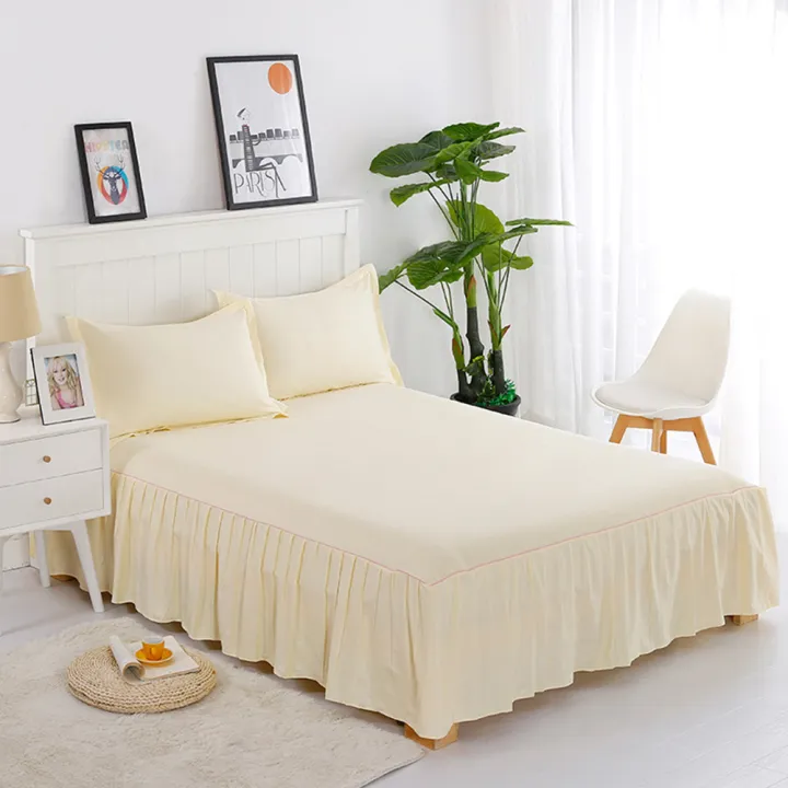 Yfashion%20Princess%20Style%20Pleated%20Cotton%20Bedspread%20ple%20Solid%20Color%20Soft%20hicken%20Bedding%20Sheet%20Dimensions:200*220+40cm%20-%20Image%205