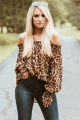 Women Long Sleeve Leopard Print Shirt Casual Loose Tee Tunic Tops Autumn.