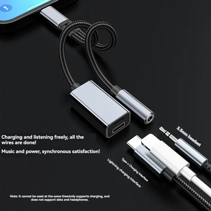 3in1%20USB%20C%20to%203.5mm/Type-C/IOS%20Aux%20Audio%20Adapter%20Gray%20-%20Image%205