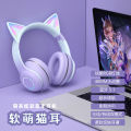 New Bluetooth Headset ST89M Gradient Color LED Luminous Cat Ear Wireless Bluetooth Earphone Headset. 