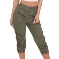 Cropped Rrousers 2021 Summer Women's Casual Harem Pants Beam Foot Pants Pocket Loose Fashion High Waist Solid Color Capris 3.