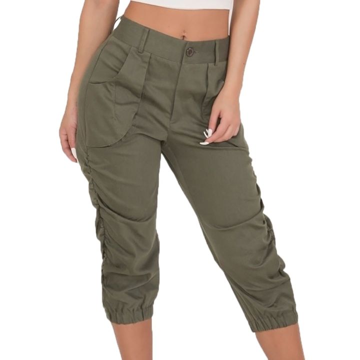 Cropped%20Rrousers%202021%20Summer%20Women's%20Casual%20Harem%20Pants%20Beam%20Foot%20Pants%20Pocket%20Loose%20Fashion%20High%20Waist%20Solid%20Color%20Capris%203%20-%20Image%202