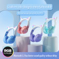 Cat Ear Headphone Bluetooth Wireless Music Headset Gradient Color LED Light with Mic Gamer Earphone Kids Lovely Christmas Gifts. 