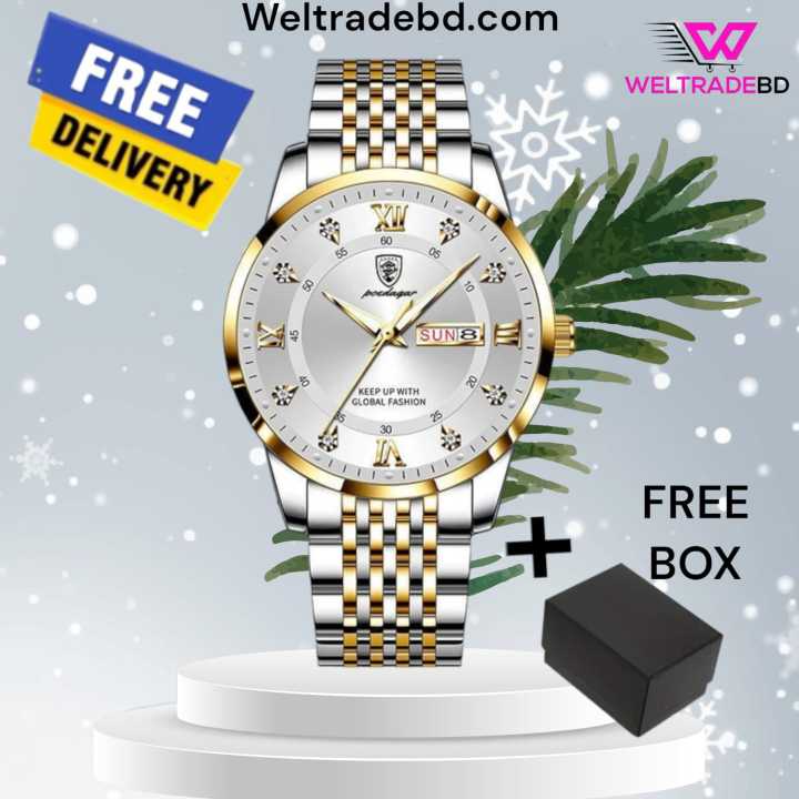 POEDAGAR 836 Men Watch Top Brand Luxury Business Quartz Mens Watches Full Steel Waterproof Luminous Wristwatch Men Relogio Masculino