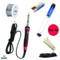 Soldering Iron Combo Pack (Soldering Iron 60 Wat, Stand, Soldering Wire lead, Solder Sucker Disordering Pump, Rosin)- 5 Piece Set. 