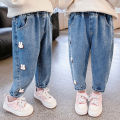 Girls' jeans 2024 spring and autumn new children's loose Korean version of the baby foreign casual Korean version of the fashion pants.