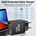 USB C Charger Digital Display 35W PD Quick Fast Charging Mobile Phone Multi Ports Wall Adapter for IPhone 15 14 Xiaomi Samsung.