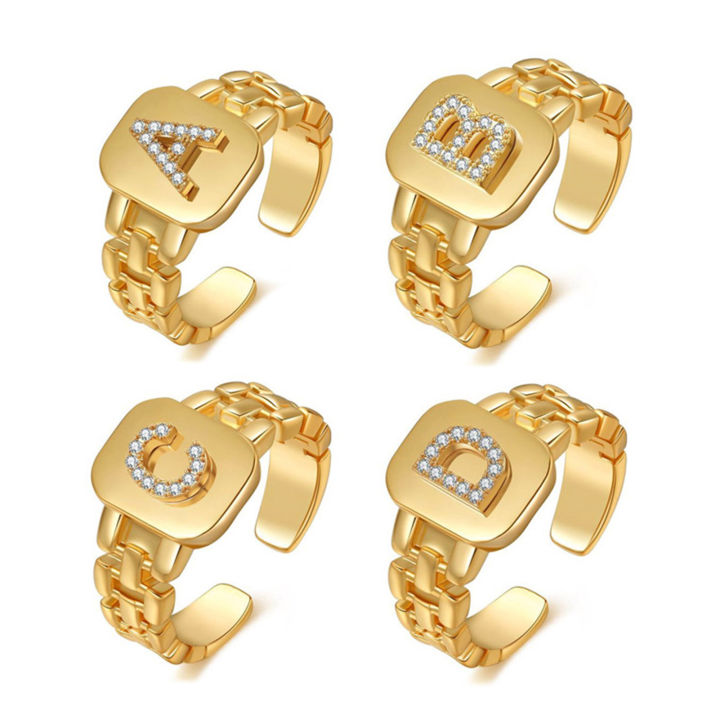 Uni Ring Polishing Name Initials Shining Punk Women Men Ring