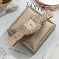 Factory direct quartz watches, fashion luxury large square diamond starry men's watches, steel band watches. 