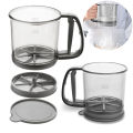 Hand Crank Flour Strainer Semi-Automatic One Hand Press Crank Sifter Plastic Sugar Powder Sieve Cup Handheld Cooking Baking Tool.