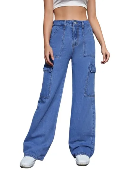 Verbalstyle%20Women%20Trendy%20Cargo%20Bell%20Bottom%206%20Pocket%20Jeans%20.Trendy%20Cargo%20Bell%20Bottom%20Jeans%20for%20Women%20&%20Girls%20-%20Image%203