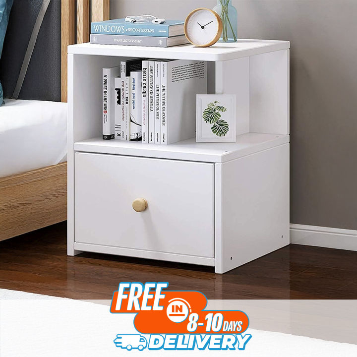 Nightstand Side Table Sofa End Table Storage Sample Bedside Table for Bedroom Furniture with 1 Locker Drawer Snack Night Table Design by Nahid Furniture 18x14x12"