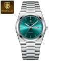 POEDAGAR 930 Business Luminous Stainless Steel Quartz Men’s Watch- Silver Blue & Rose Gold.