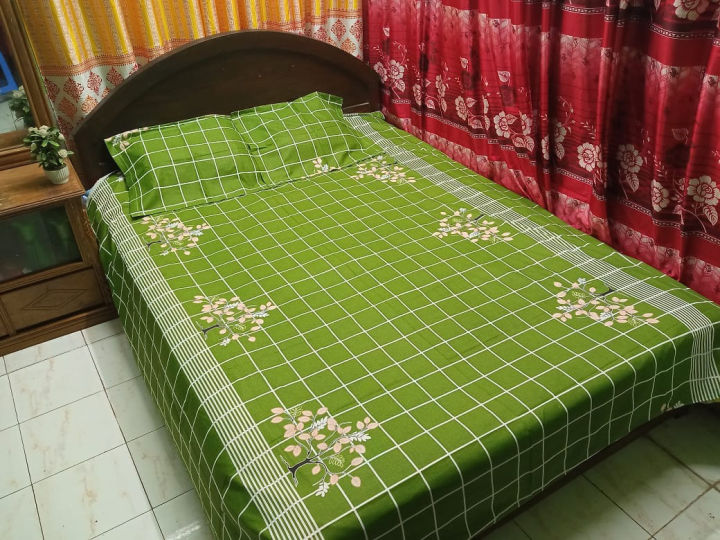 Digital%20Home%20Tex%20Cotton%208.5/7.5%20Feet%20Double%20Size%20Bedsheet%20With%20Two%20Pillow%20Covers%20-%20Bed%20Sheet%20-%20bed%20sheet%20home%20tex%20-%20Image%203