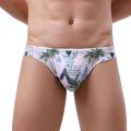 Fashion Summer Men Print Briefs Swim Trunks Swimming Pants Low Waist Swimsuit Hot Spring Tight Elastic Triangle Briefs. 