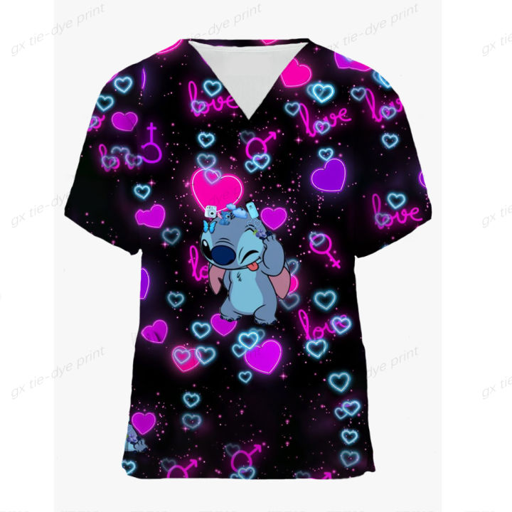 Disney%20Mickey%20Stitch%20Print%20%E2%80%8Bmedical%20uniforms%20women%20Nurse%20Accessories%20Clinical%20Uniform%20Dentist%20work%20blouse%20vet%20spa%20Scrub%20Tops%20%EF%BB%BF%20-%20Image%205
