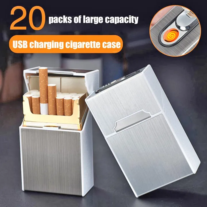 Usb%2020%20Piece%20Cigarate%20Case%202%20In%201%20Flemless%20Rechargeable%20Windproof%20Lighter%20-%20Image%202
