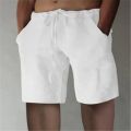 New Men's Linen Short Shorts Drawstring Pants Male Men Summer Cotton Breathable Solid Color Shorts Trousers Clothing Streetwear.